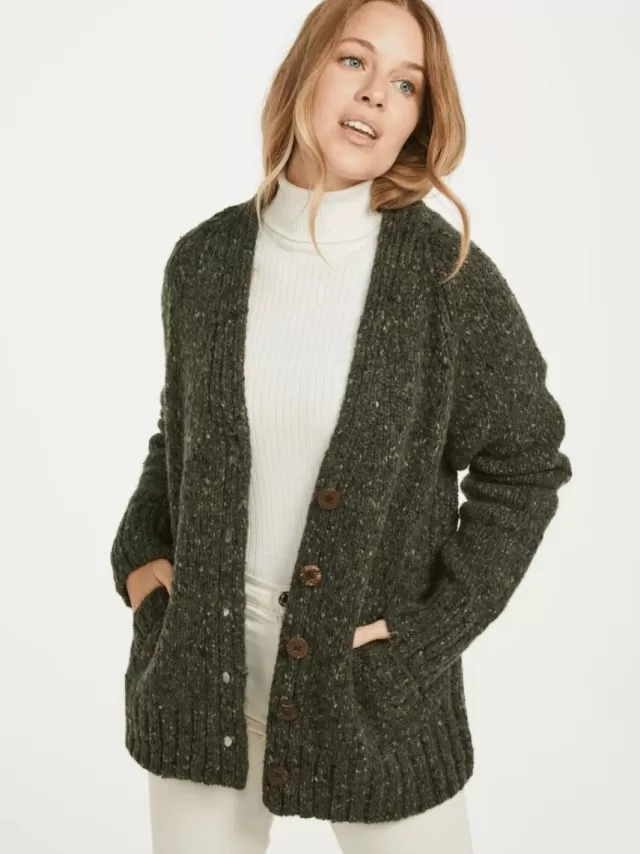 Women Sweater Shop Ladies Donegal Cardigan Army