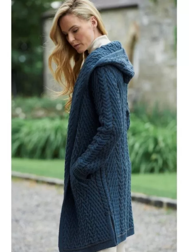 Women Sweater Shop Ladies Herringbone Shawl Collar Hooded Coat