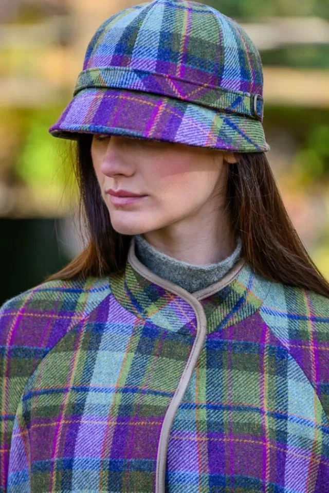 Women Sweater Shop Ladies Irish Flapper Cap Purple Check Col: 574