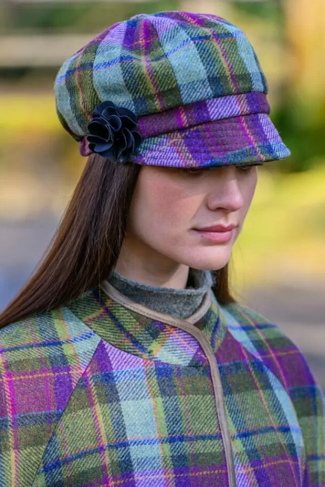 Women Sweater Shop LADIES IRISH NEWSBOY CAP PURPLE CHECK