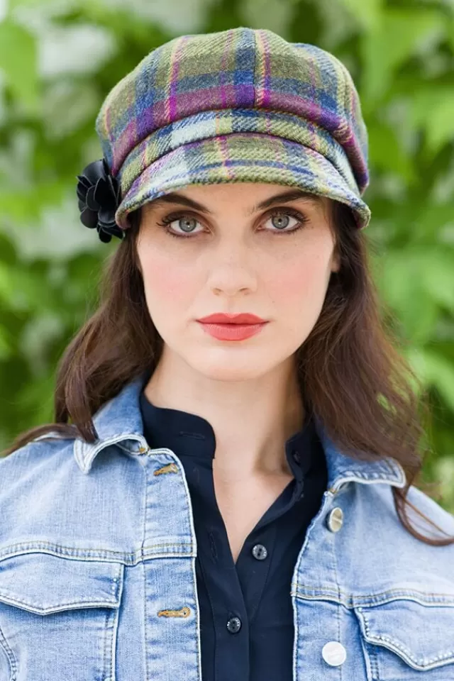 Women Sweater Shop LADIES IRISH NEWSBOY CAP PURPLE CHECK