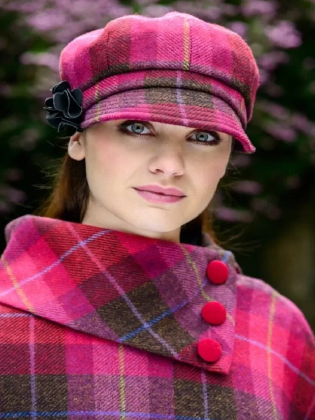 Women Sweater Shop Ladies Newsboy Hat Pink Check 223