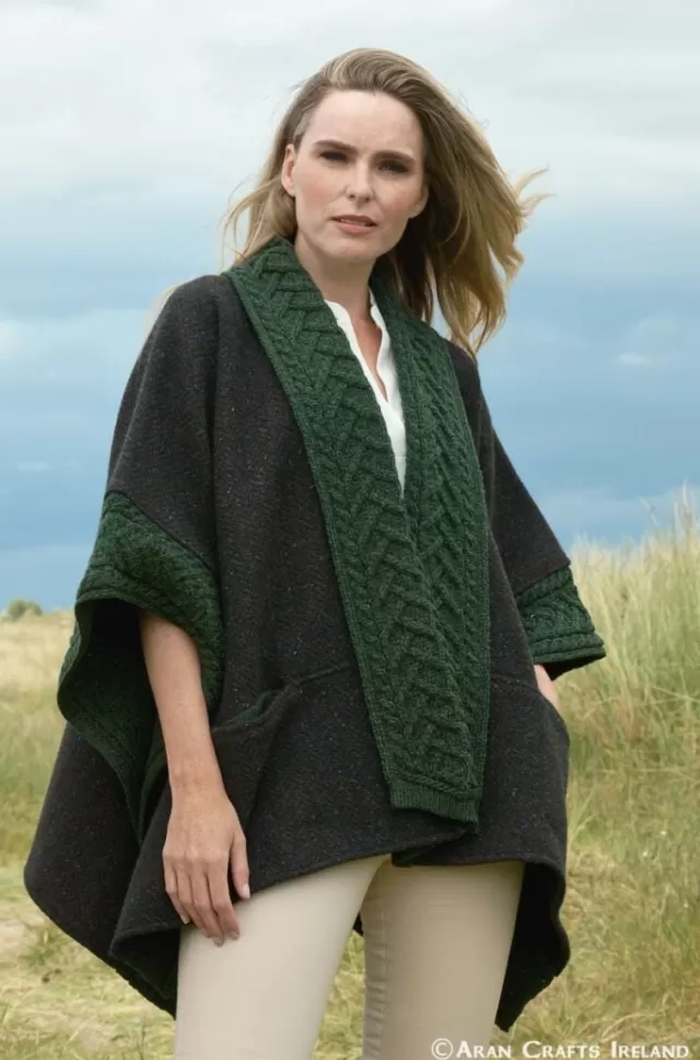 Women Sweater Shop Ladies Tweed Cape Green