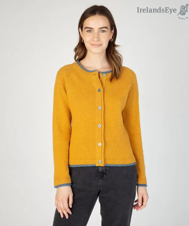 Women Sweater Shop Ladies Wool and Cashmere Cardigan Golden Ochre