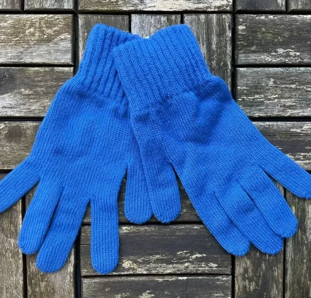 Sweater Shop 100% Lambswool Gloves Dark Blue - Ladies