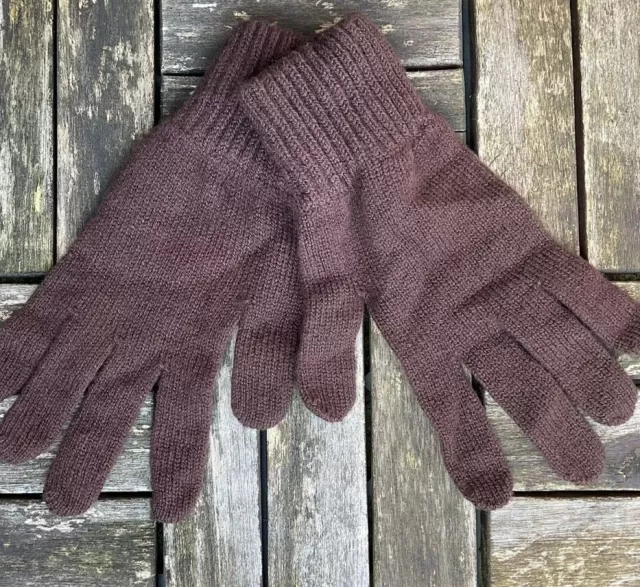 Sweater Shop 100% Lambswool Gloves Dark Brown