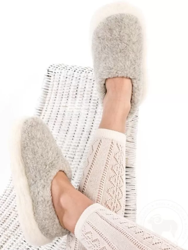 Sweater Shop Light Grey Wool Slippers