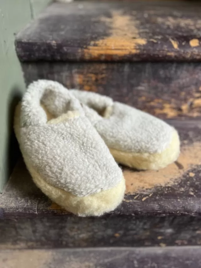 Sweater Shop Light Grey Wool Slippers