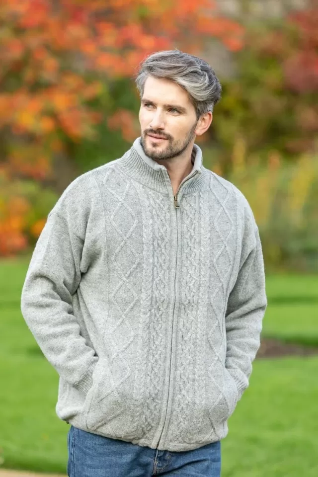 Sweater Shop Lined Shetland Jacket Light Grey