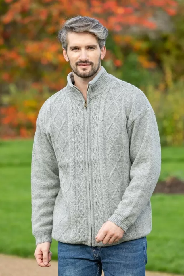 Sweater Shop Lined Shetland Jacket Light Grey