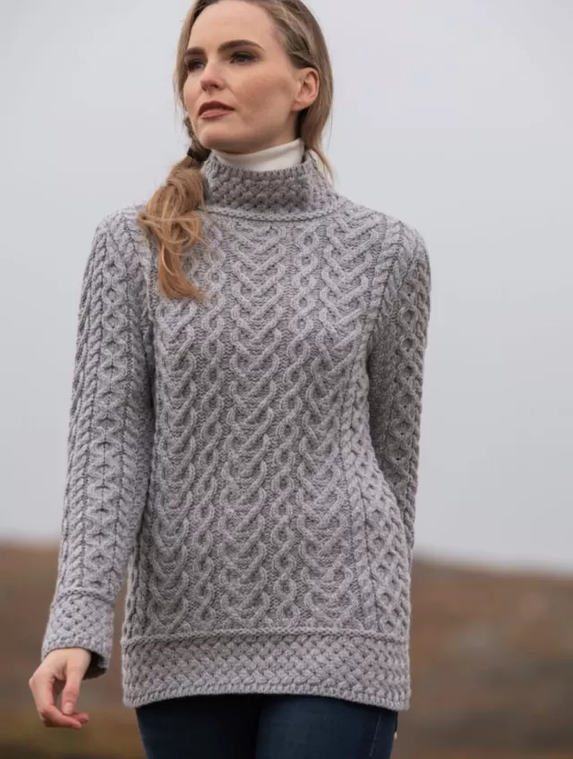 Women Sweater Shop Luxurious Cable Knit Sweater - Grey