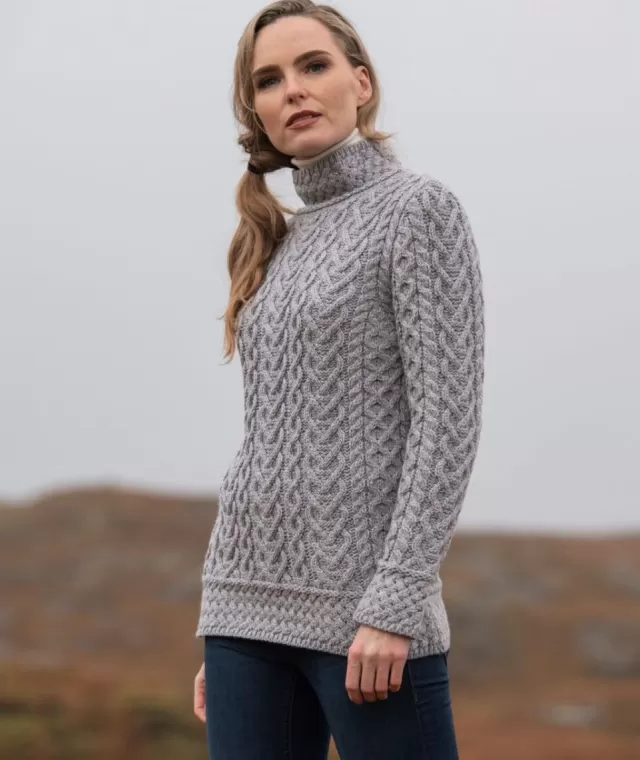 Women Sweater Shop Luxurious Cable Knit Sweater - Grey