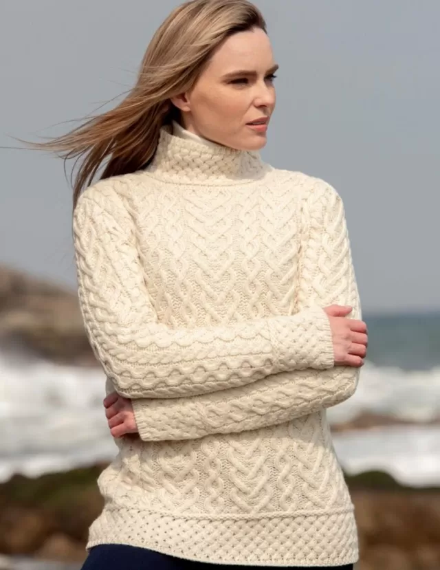 Women Sweater Shop Luxurious Cable Knit Sweater - Natural