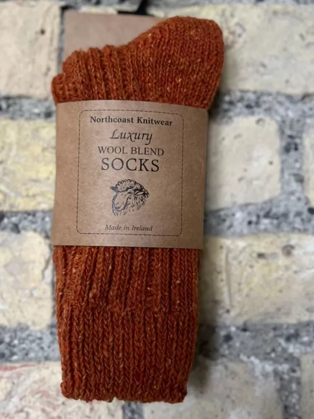 Sweater Shop Luxury Wool Blend Socks Rust Orange