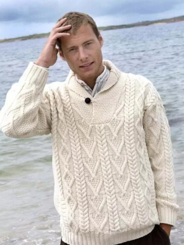 Sweater Shop Men's Aran Cowl Neck Merino Sweater