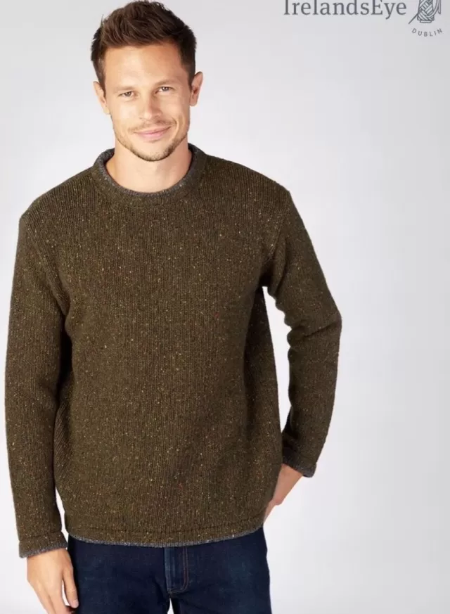 Sweater Shop Men's Crew Neck Wool and Cashmere Sweater Loden