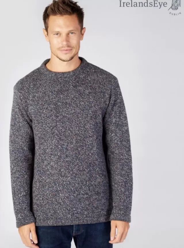 Sweater Shop Men's Crew Neck Wool and Cashmere Sweater Navy marl