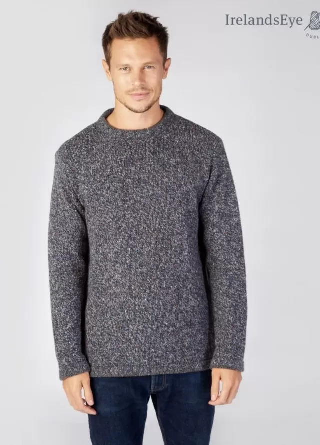 Sweater Shop Men's Crew Neck Wool and Cashmere Sweater Navy marl