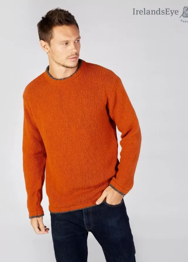 Sweater Shop Men's Crew Neck Wool and Cashmere Sweater Terracotta