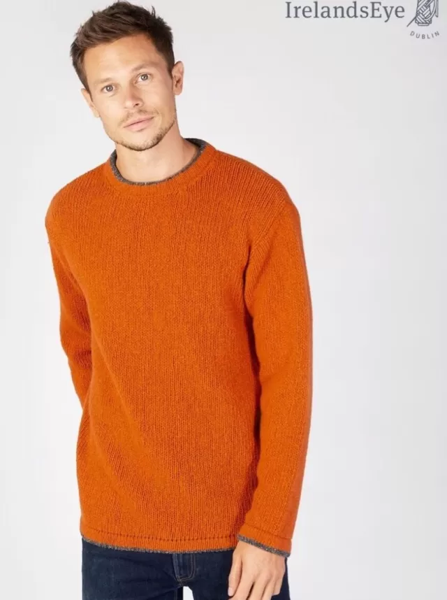 Sweater Shop Men's Crew Neck Wool and Cashmere Sweater Terracotta