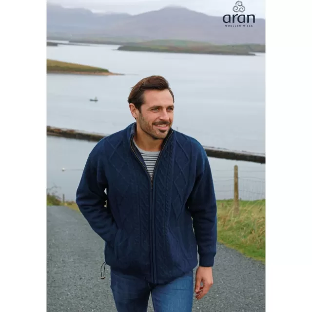 Sweater Shop Men's Full Zip Lined Cardigan Navy