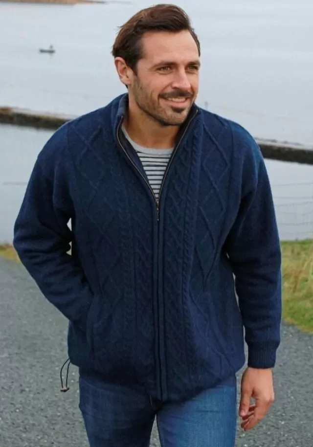 Sweater Shop Men's Full Zip Lined Cardigan Navy