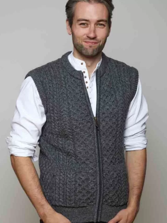 Sweater Shop Men's Steel Marl Merino Wool Waistcoat