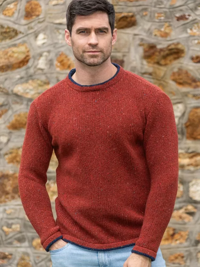 Sweater Shop Men's Wool and Cashmere Crew Neck Copper Marl