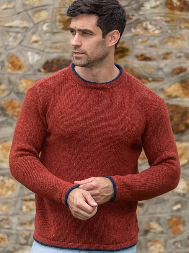 Sweater Shop Men's Wool and Cashmere Crew Neck Copper Marl