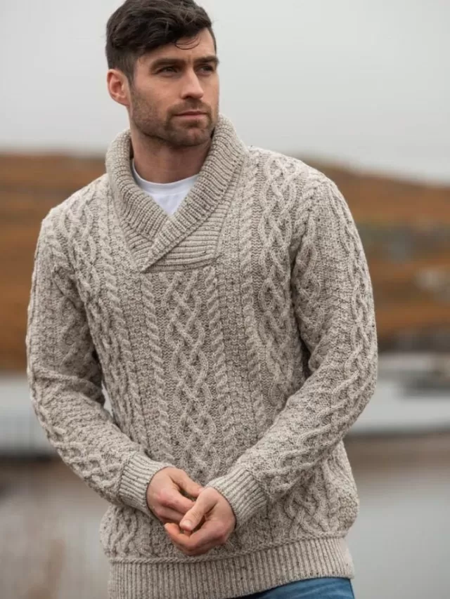 Sweater Shop Merino Shawl Neck Oatmeal