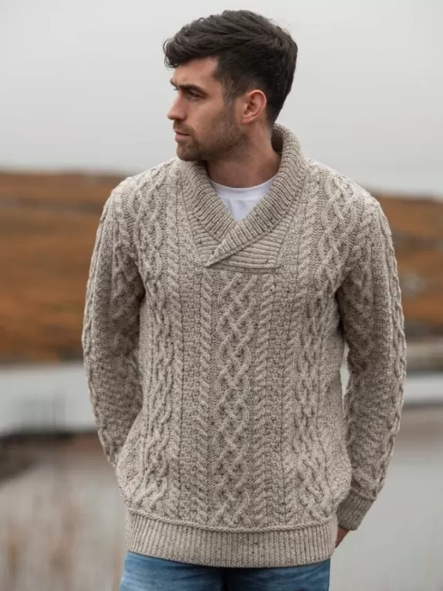 Sweater Shop Merino Shawl Neck Oatmeal