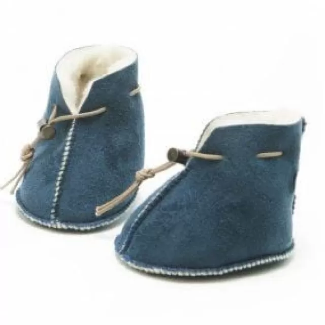 Kids Sweater Shop Merino Wool Baby Booties - Blue suede