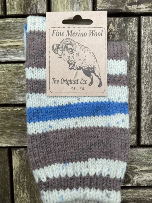 Sweater Shop 100% Merino Wool Fairisle Socks Brown Unisex