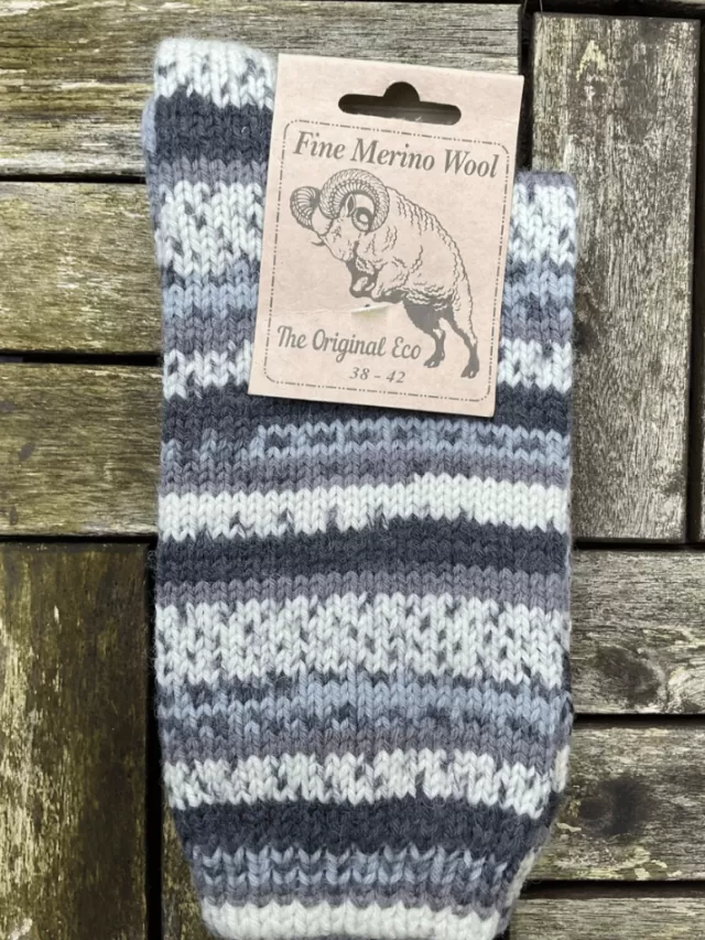 Sweater Shop 100% Merino Wool Fairisle Socks Grey Unisex