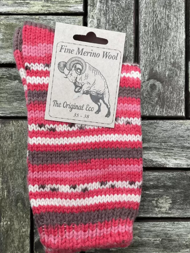 Sweater Shop 100% Merino Wool Fairisle Socks Pink Unisex