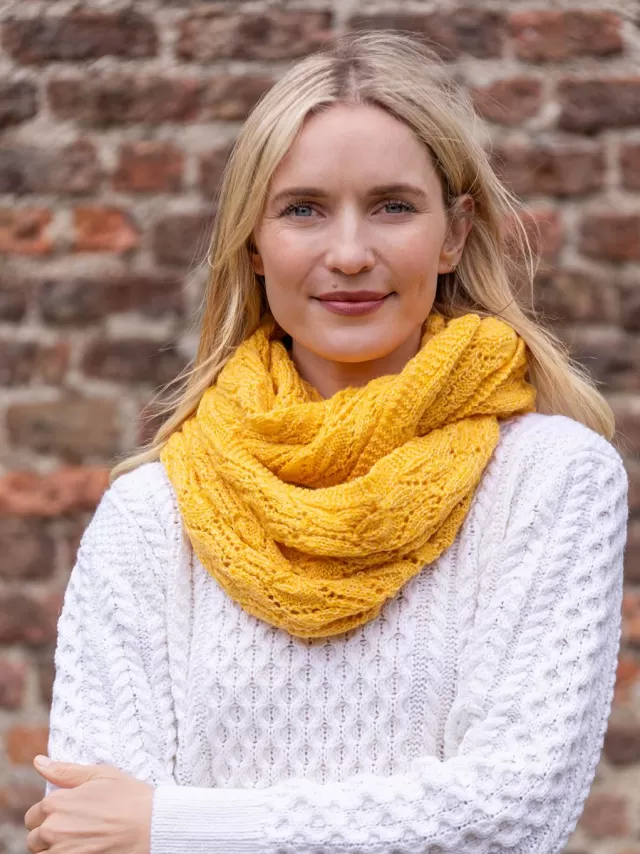 Women Sweater Shop 100% Merino Wool Infinity Scarf Yellow