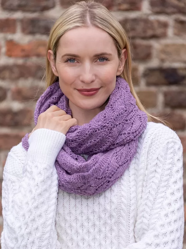 Women Sweater Shop 100% Merino Wool Infinity Scarf Lavender