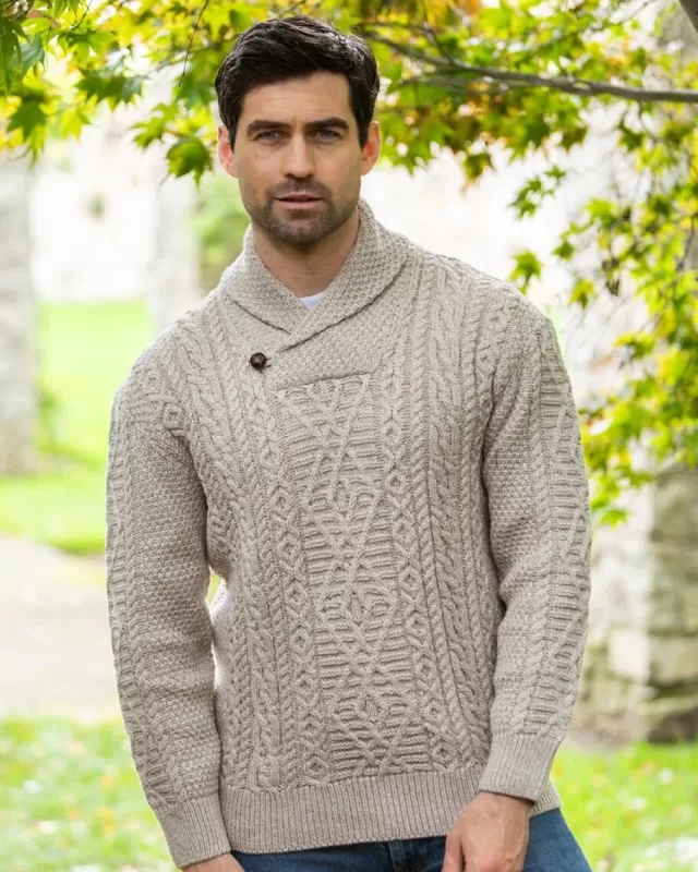 Sweater Shop Merino Wool Shawl Neck Sweater Parsnip