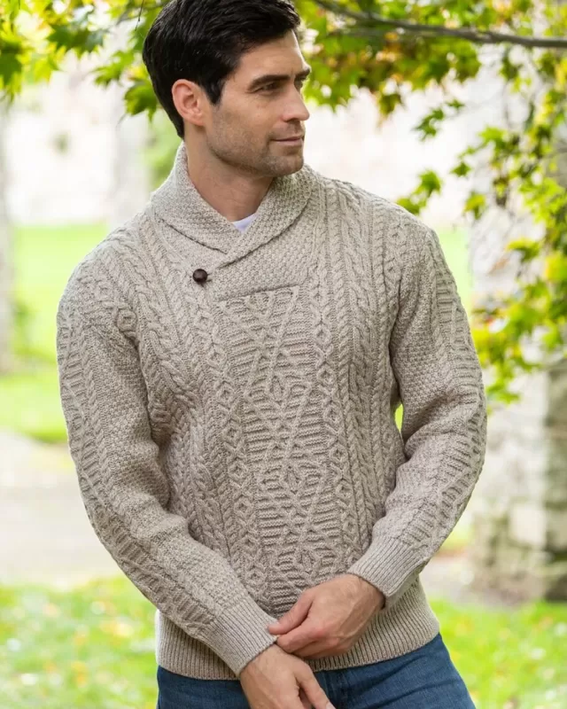 Sweater Shop Merino Wool Shawl Neck Sweater Parsnip