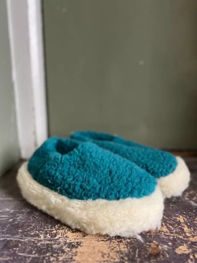 Sweater Shop Merino Wool Slippers Azure Blue