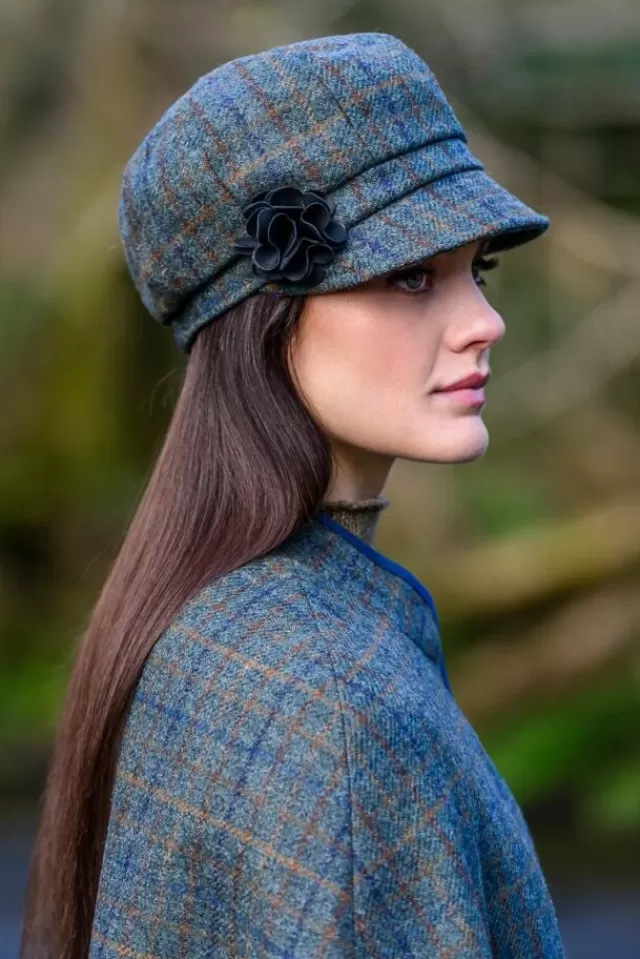 Women Sweater Shop Newsboy Cap Green / Blue / Brown Check Col: 782