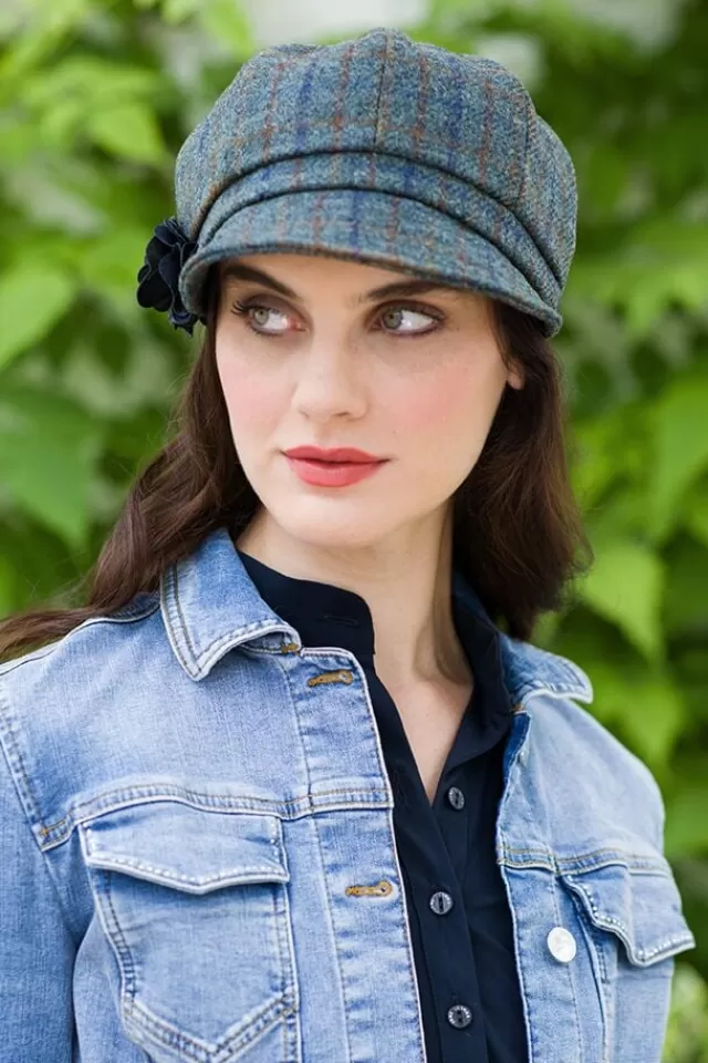 Women Sweater Shop Newsboy Cap Green / Blue / Brown Check Col: 782