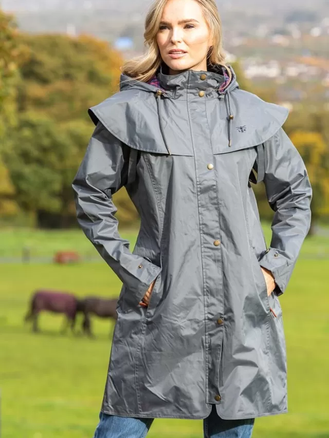 Women Sweater Shop Outrider 3/4 Length Waterproof Raincoat - Urban Grey