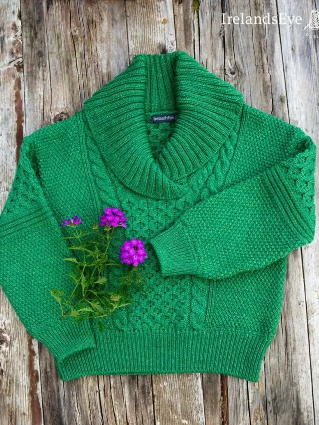 Women Sweater Shop Oversized Shawl Collar Sweater Green Marl