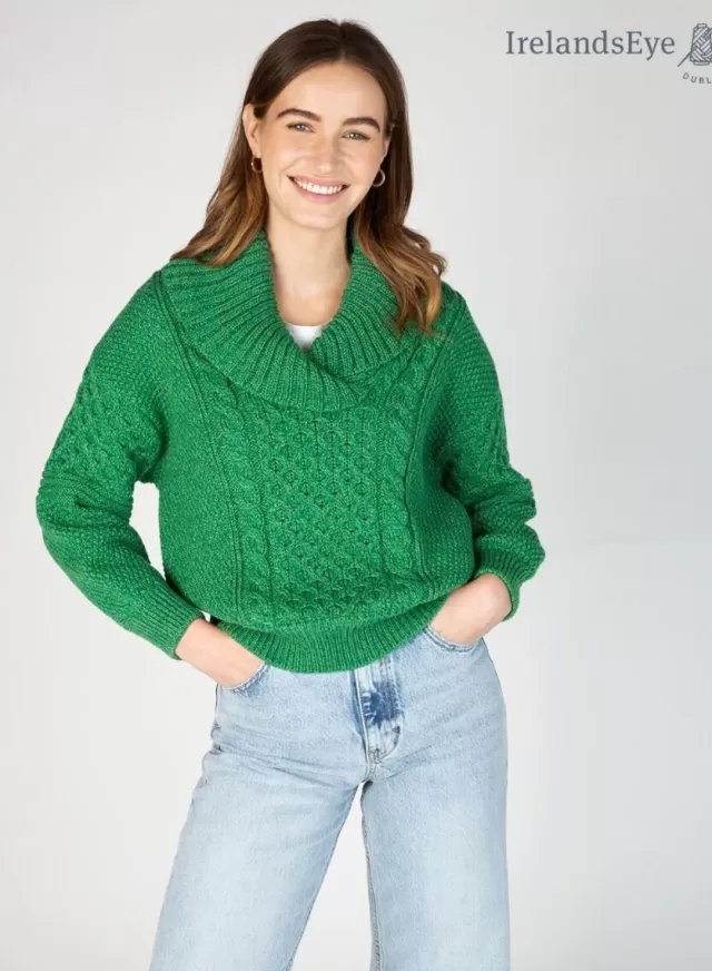 Women Sweater Shop Oversized Shawl Collar Sweater Green Marl