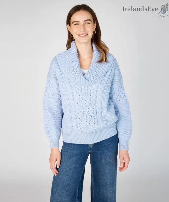 Women Sweater Shop Oversized Shawl Collar Sweater Ice Blue