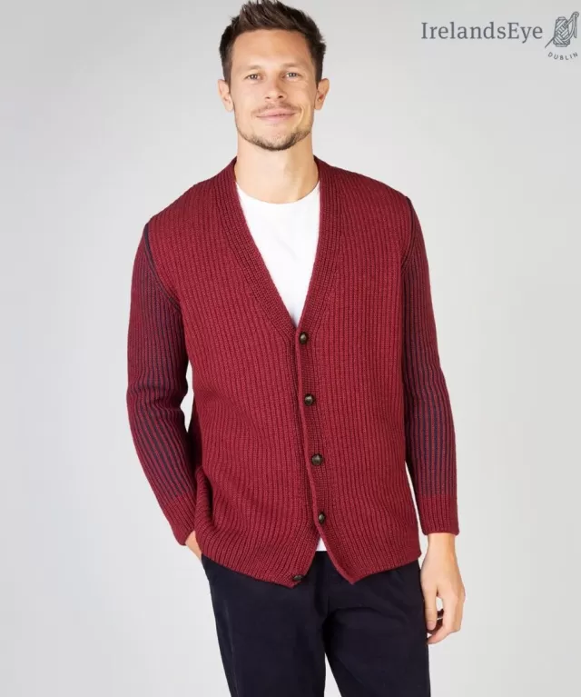 Sweater Shop Pinstripe Cardigan Sunrise Red