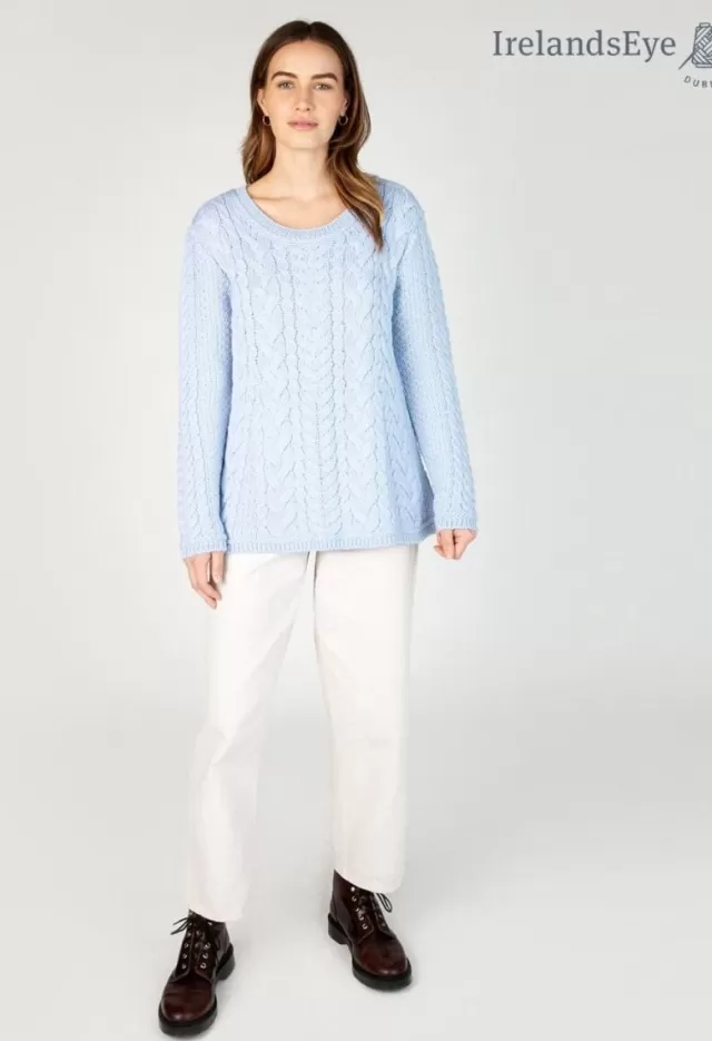 Women Sweater Shop Primrose Aran Sweater Ice Blue