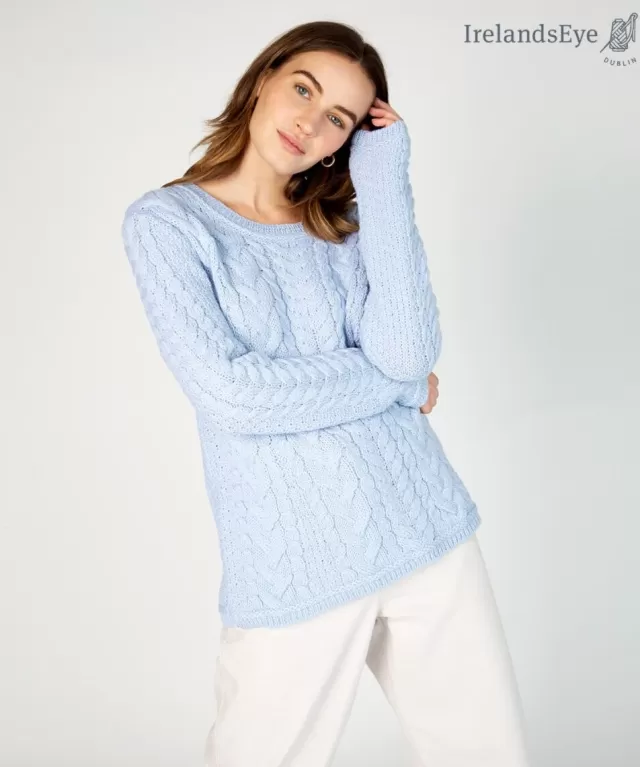 Women Sweater Shop Primrose Aran Sweater Ice Blue