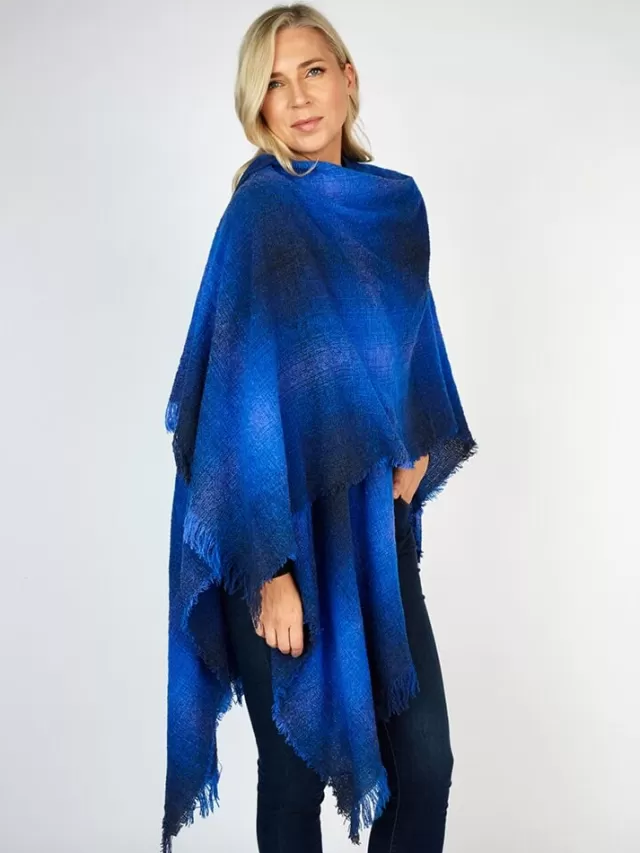 Women Sweater Shop Ruanna Celtic Cape Blue Check